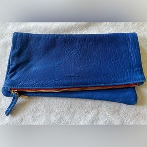 Clare Vivier Blue Fold Over Clutch Bag